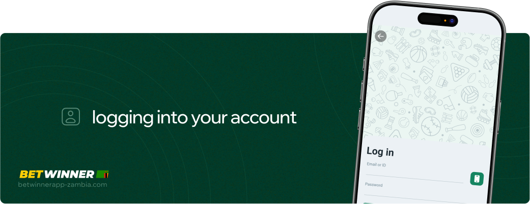Logging into your account Betwinner APP Zambia